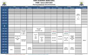 Planning PROVISOIRE des entraînements 2024-2025 